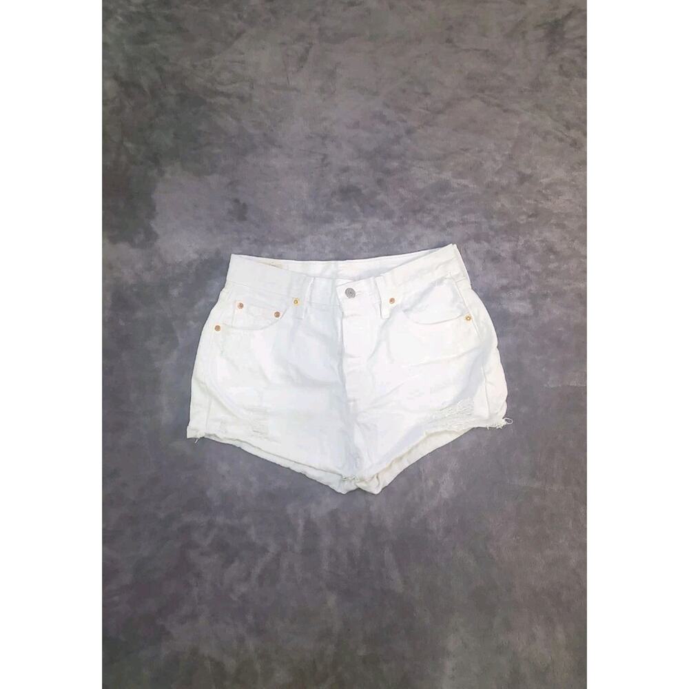 Levi’s Premium 501 Shorts Size 29 White Cutoff Big E Button-Fly High Rise C34-20